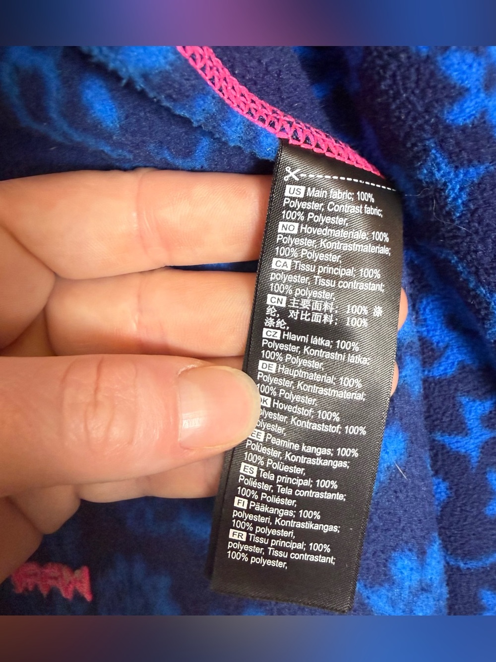 Kari Traa Blue Floral Full-Zip Fleece Jacket with Pink Trim, Size small - Picture 4 of 7